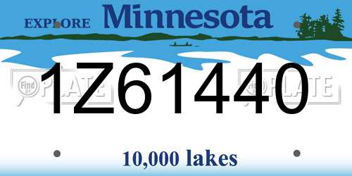 1Z61440 Minnesota License Plate