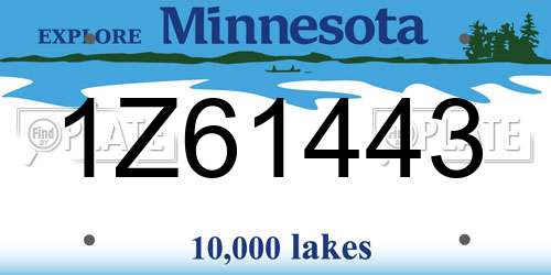 1Z61443 Minnesota License Plate