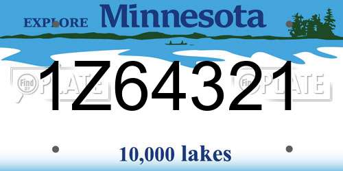 1Z64321 Minnesota License Plate