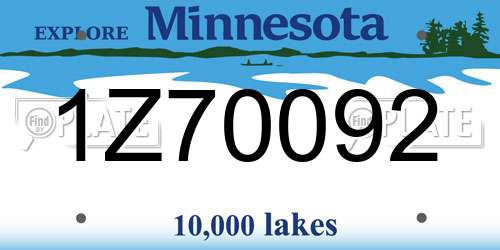1Z70092 Minnesota License Plate