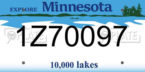 1Z70097 Minnesota License Plate