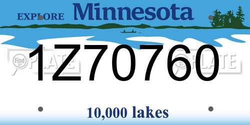 1Z70760 Minnesota License Plate