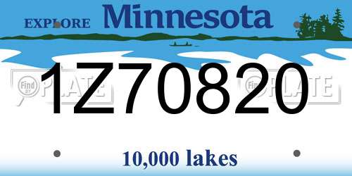 1Z70820 Minnesota License Plate