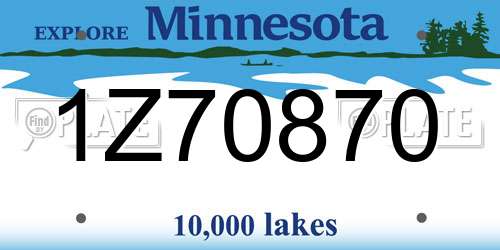 1Z70870 Minnesota License Plate