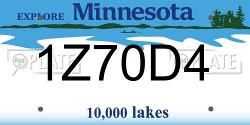 1Z70D4 Minnesota License Plate