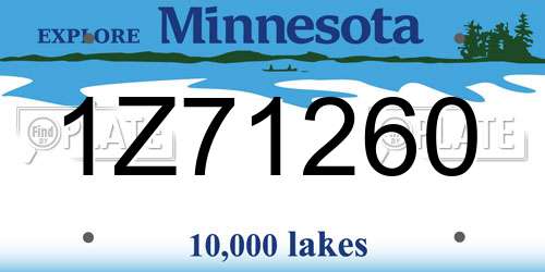 1Z71260 Minnesota License Plate