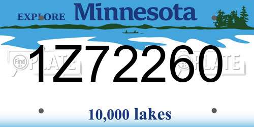 1Z72260 Minnesota License Plate