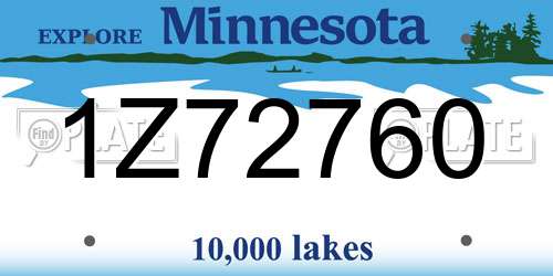 1Z72760 Minnesota License Plate
