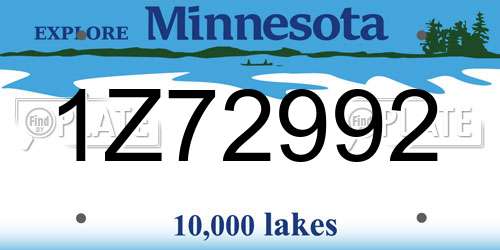 1Z72992 Minnesota License Plate