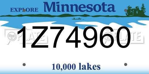 1Z74960 Minnesota License Plate