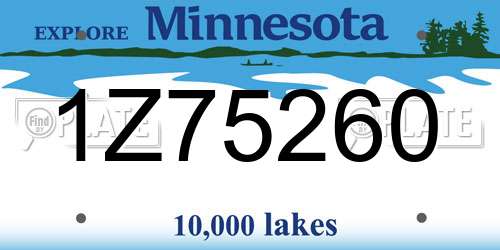 1Z75260 Minnesota License Plate
