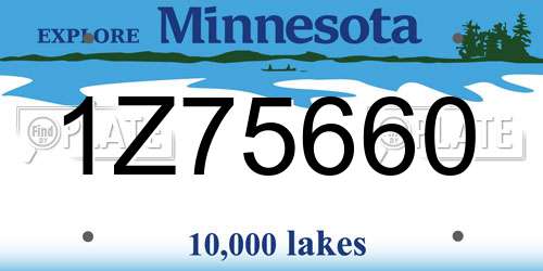 1Z75660 Minnesota License Plate