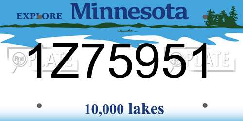 1Z75951 Minnesota License Plate