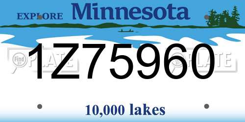 1Z75960 Minnesota License Plate