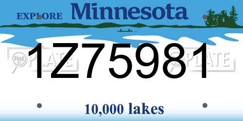 1Z75981 Minnesota License Plate
