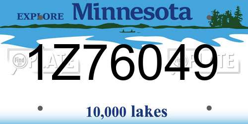 1Z76049 Minnesota License Plate