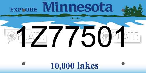 1Z77501 Minnesota License Plate