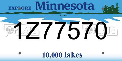 1Z77570 Minnesota License Plate