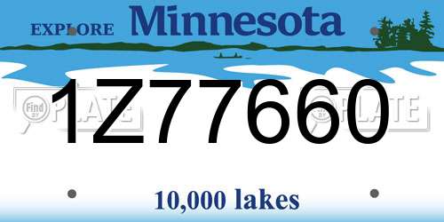 1Z77660 Minnesota License Plate