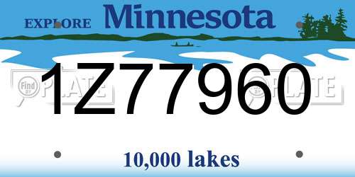 1Z77960 Minnesota License Plate