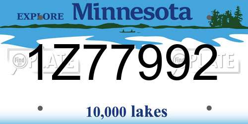 1Z77992 Minnesota License Plate