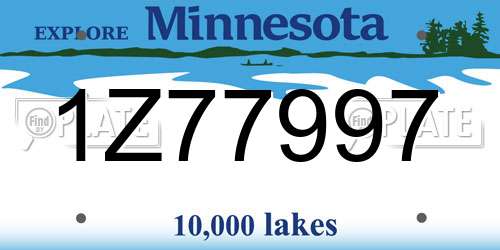 1Z77997 Minnesota License Plate