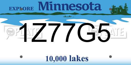 1Z77G5 Minnesota License Plate