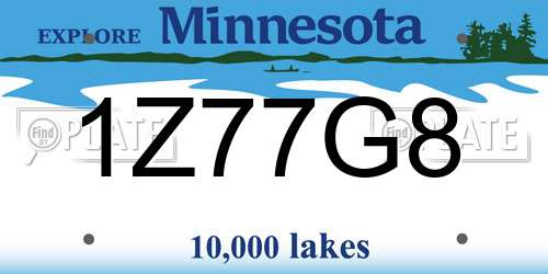 1Z77G8 Minnesota License Plate