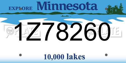 1Z78260 Minnesota License Plate
