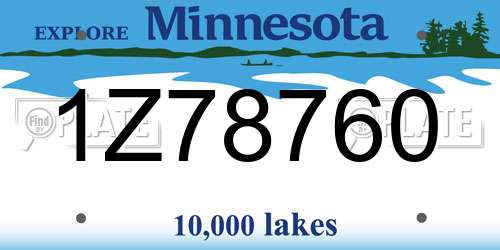 1Z78760 Minnesota License Plate
