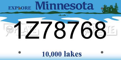 1Z78768 Minnesota License Plate