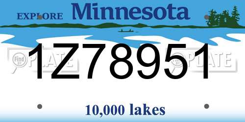 1Z78951 Minnesota License Plate