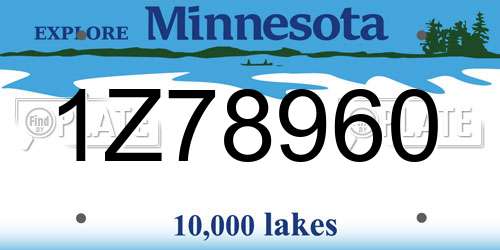 1Z78960 Minnesota License Plate