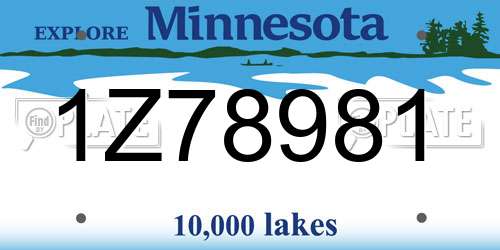 1Z78981 Minnesota License Plate