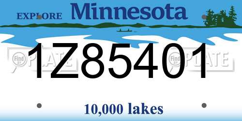 1Z85401 Minnesota License Plate