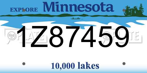 1Z87459 Minnesota License Plate
