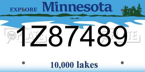 1Z87489 Minnesota License Plate