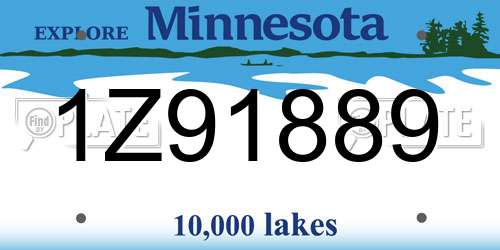 1Z91889 Minnesota License Plate