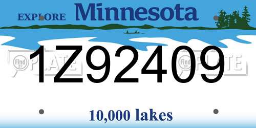 1Z92409 Minnesota License Plate