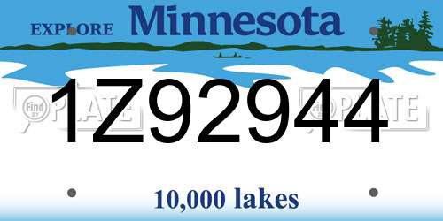 1Z92944 Minnesota License Plate