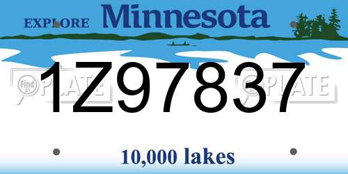 1Z97837 Minnesota License Plate
