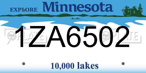 1ZA6502 Minnesota License Plate