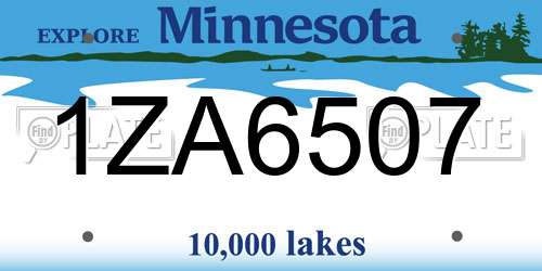 1ZA6507 Minnesota License Plate