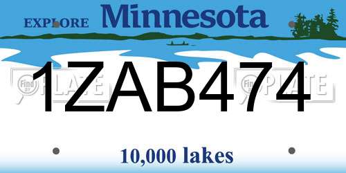 1ZAB474 Minnesota License Plate