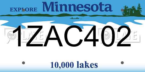 1ZAC402 Minnesota License Plate