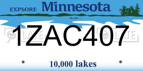 1ZAC407 Minnesota License Plate