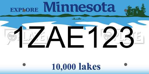 1ZAE123 Minnesota License Plate