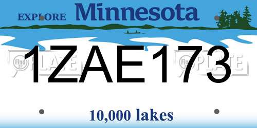 1ZAE173 Minnesota License Plate