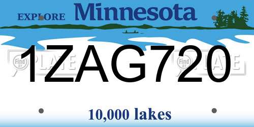 1ZAG720 Minnesota License Plate