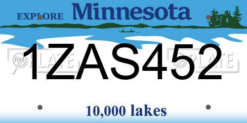 1ZAS452 Minnesota License Plate